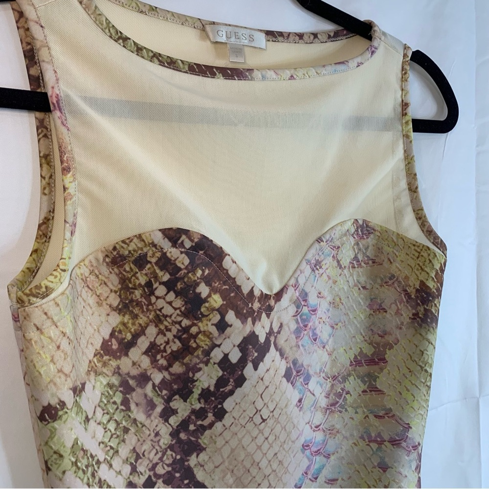 NWoT Guess Amanda Snakeskin Fitted Dress Mesh Glam Multi Color, size S - Picture 5 of 10